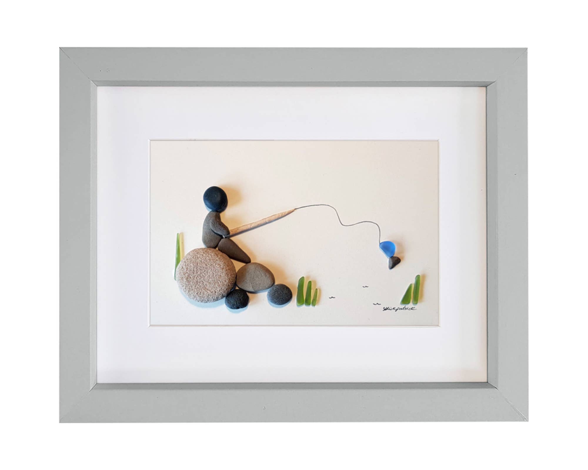 UrchinArtworks – wholesale Art print – Fishing - Sea Glass & Pebble Picture Artwork6
