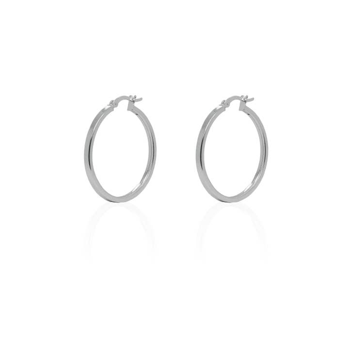 Aurora Jewels - Wholesale Hoop Earrings - Plain Silver Tube Hoop Earrings 30mm - Ethically Sourced