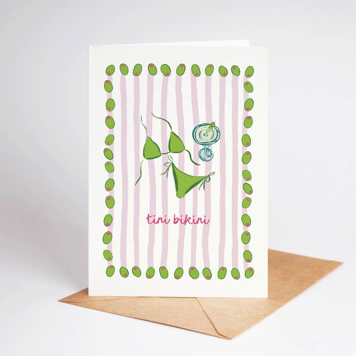 The Shelley Society - Wholesale Everyday Greeting Card - Tini Bikini Martini Summer Beach Coastal Greeting Card