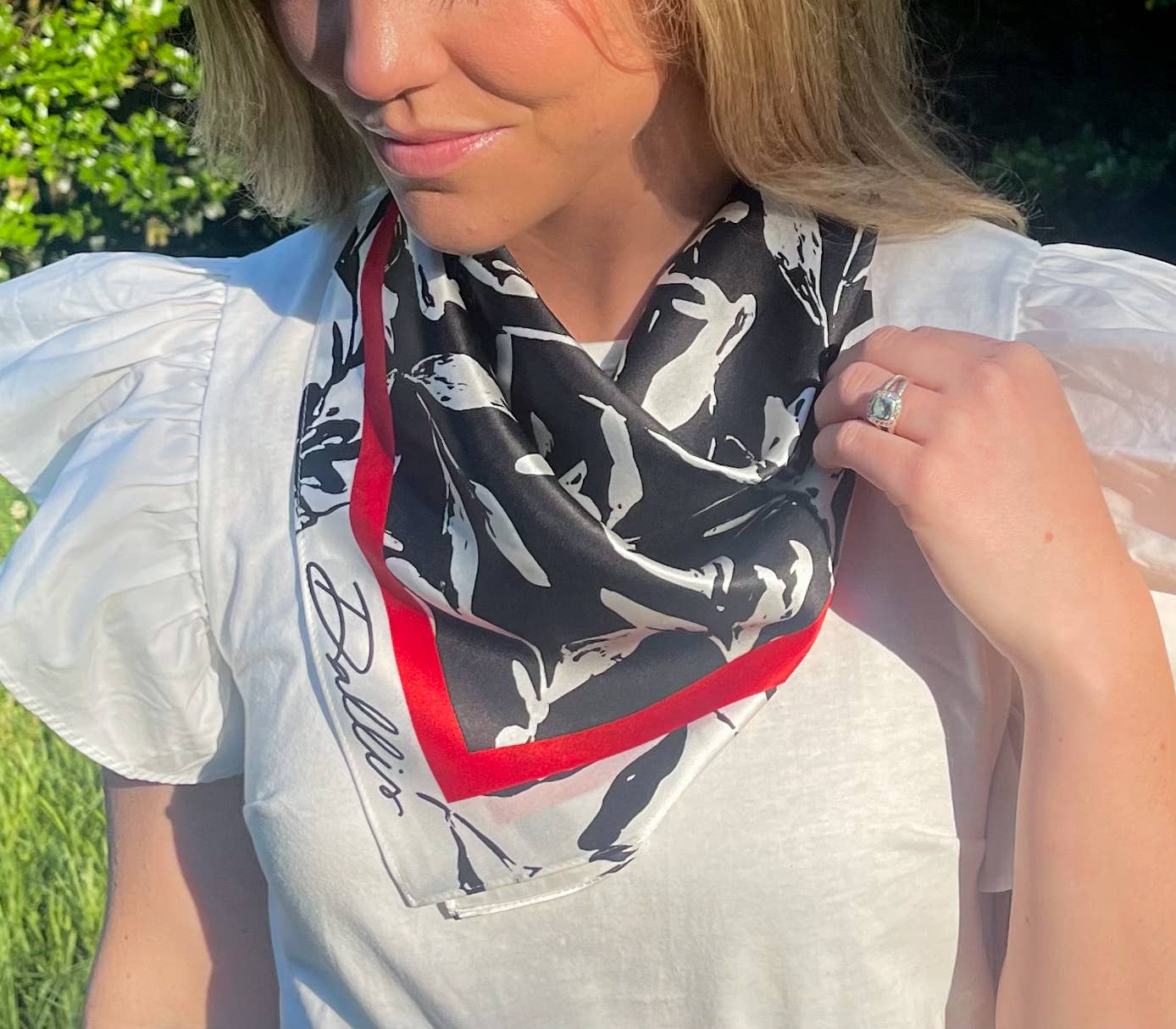 Dallis Foshee Art & Design, LLC - Wholesale Scarf - Women's - Red + Black Gameday Scarf2