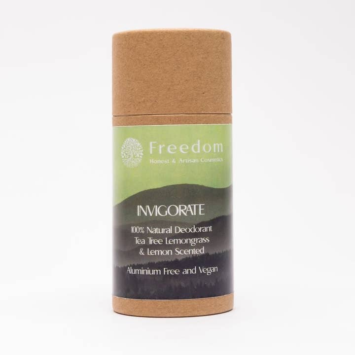 Invigorate Natural Vegan Deodorant Tea Tree Lemongrass and Lemon Scented for wholesale by Freedom Cosmetics