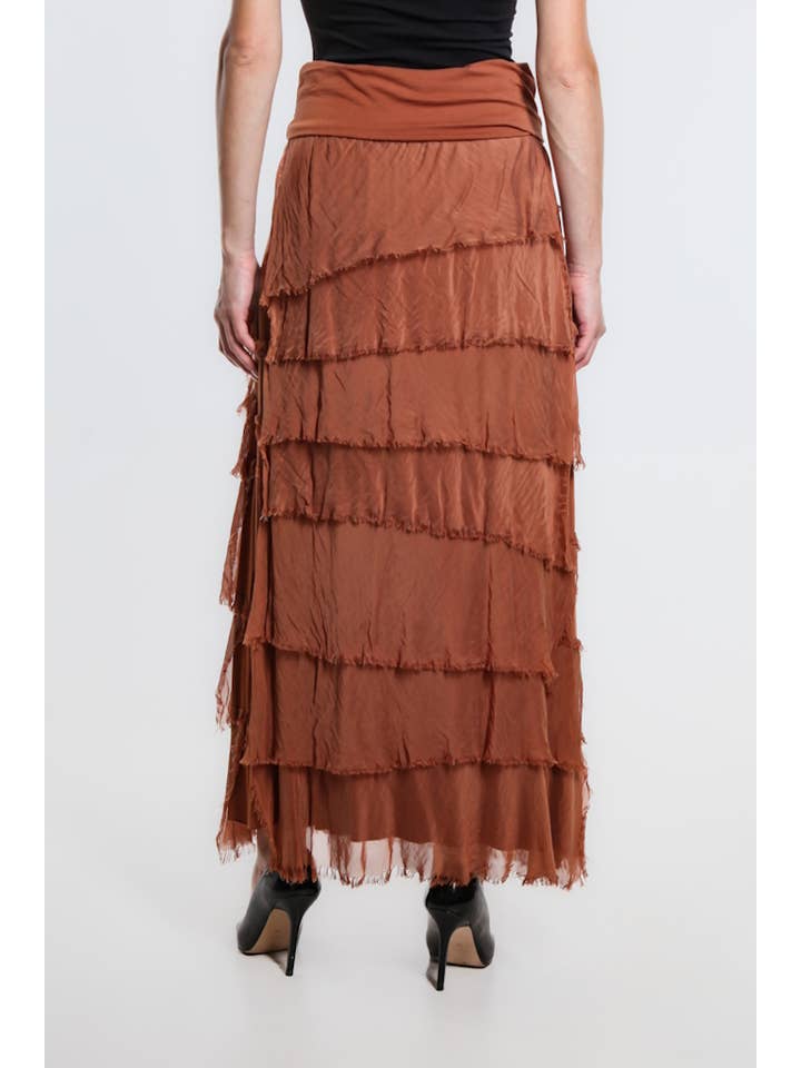 TINA Stephens Italy/Tees By Tina - Wholesale Skirt - Women's - Elisa Silk Ruffle Skirt (SL201)41