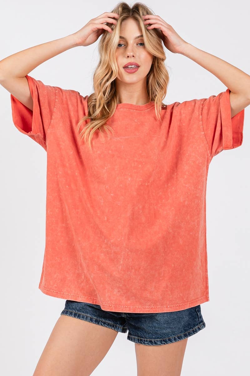 Foryeri - Vente T-shirt – femme - T-SHIRT TAILLE S S & S DÉLAVÉ AUX MINÉRAUX2