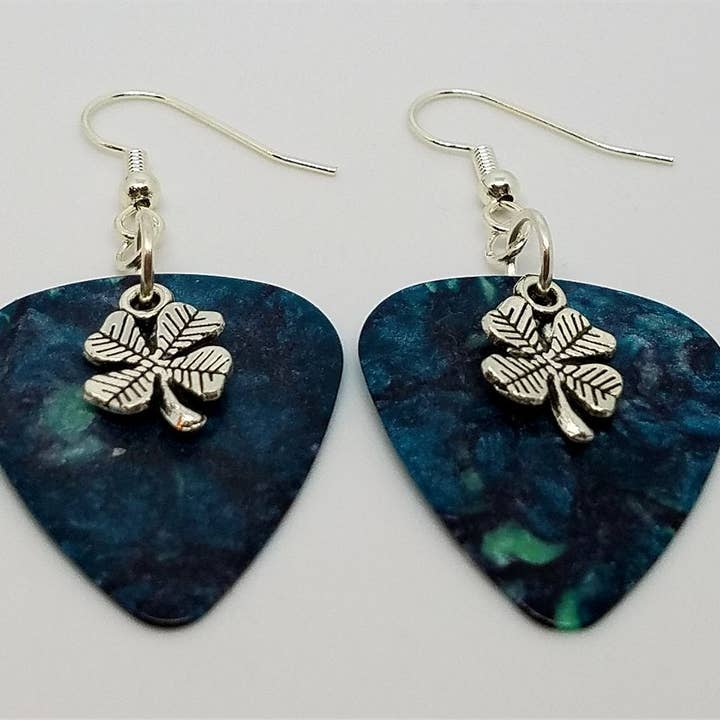 Simply Raevyn - Wholesale Dangle Earrings - Small Shamrock Charm Guitar Pick Earrings2