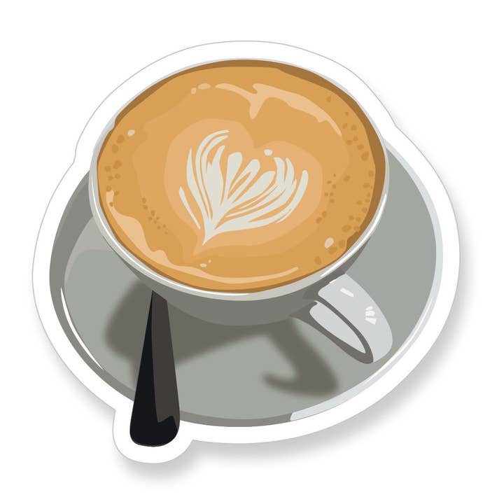 Latte Heart Vinyl Sticker for wholesale by Apartment 2 Cards