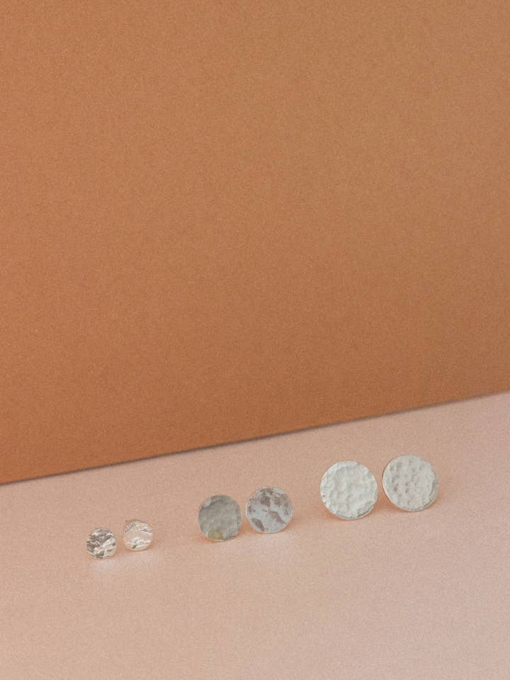 RAY Circle Studs - Sterling Silver for wholesale by Goldie Jewelry