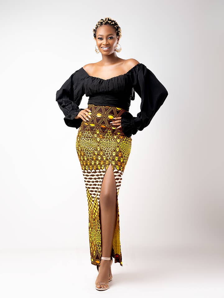 ETNICA - Wholesale Skirt - Women's - African Print Diba high Slit Pencil Skirt