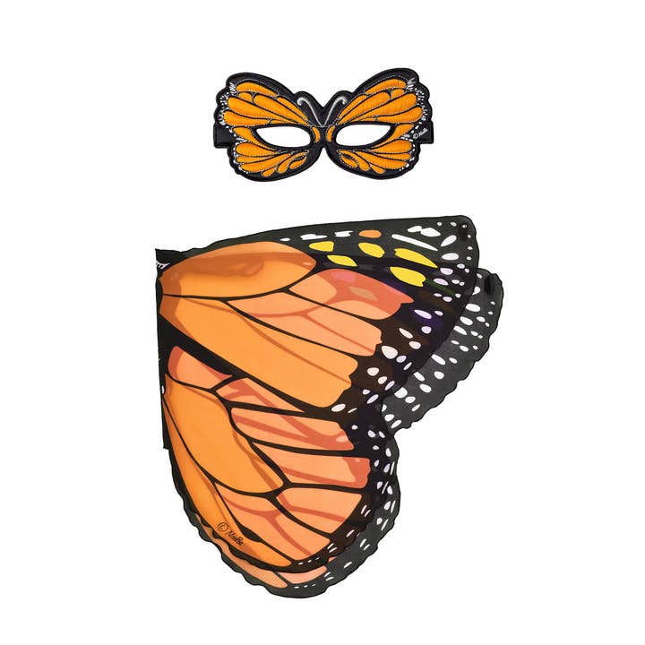 Orange Monarch Butterfly Wings + Mask for wholesale by DREAMY DRESS-UPS®