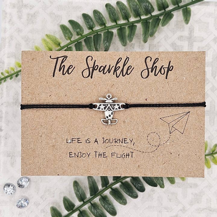 "Life is a Journey" Airplane Charm Bracelet for wholesale by The Sparkle Shop