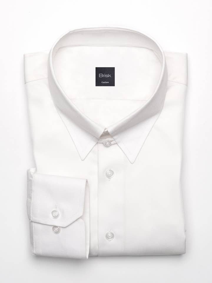 Pearl White Twill Pima Cotton Shirt - Tab Collar for wholesale by BRISK