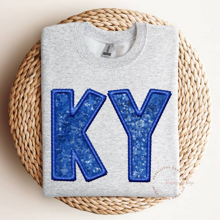Kentucky Faux Embroidery Graphic Crewneck for wholesale by Rebellious Rose LLC