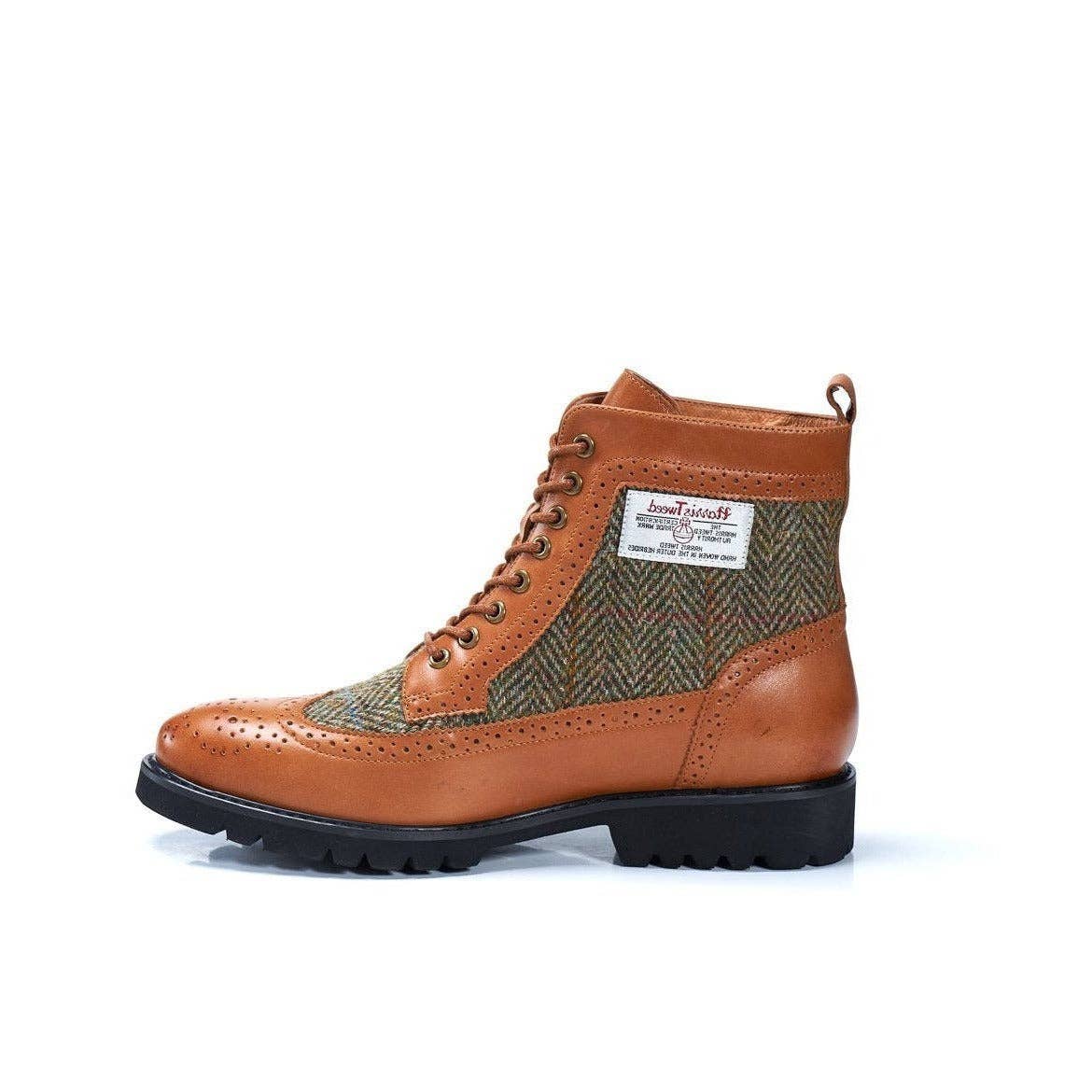 Islander - Vente Bottes – femme - Bottes The Huntress en cuir de buffle et tweed Harris authentique2