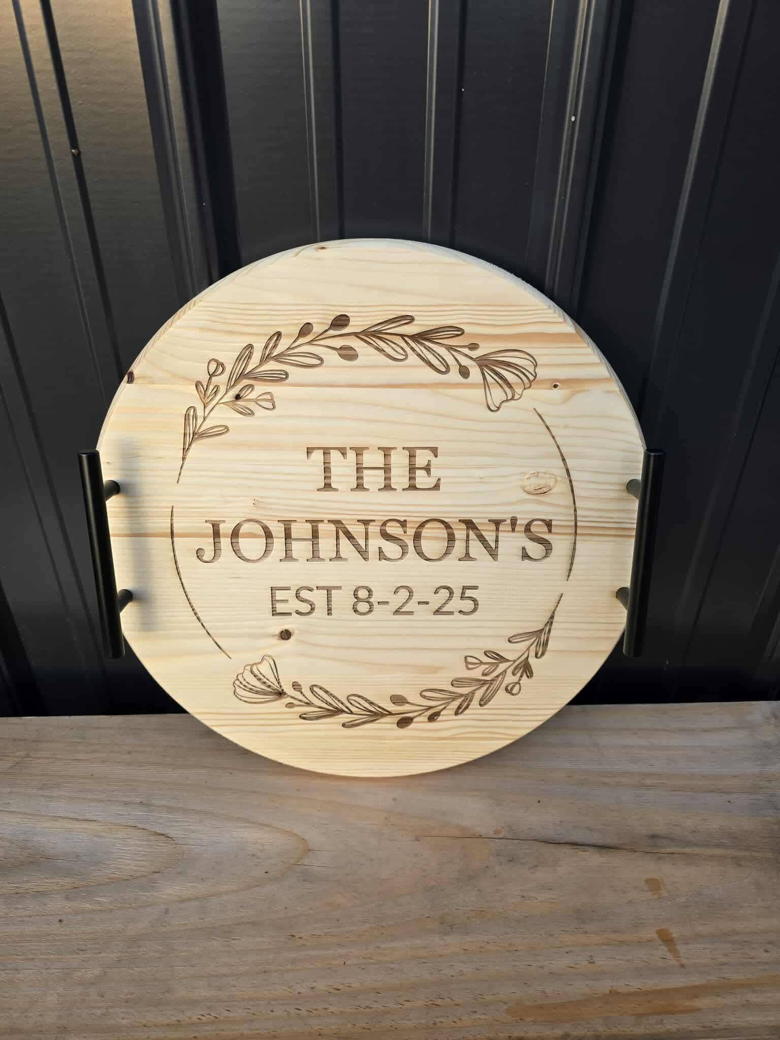 Oak And Iron Engraving - Wholesale Serving Tray - Personalized Serving Tray with Handles1
