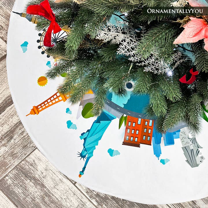 World Landmark Christmas Tree Skirt for wholesale by OrnamentallyYou
