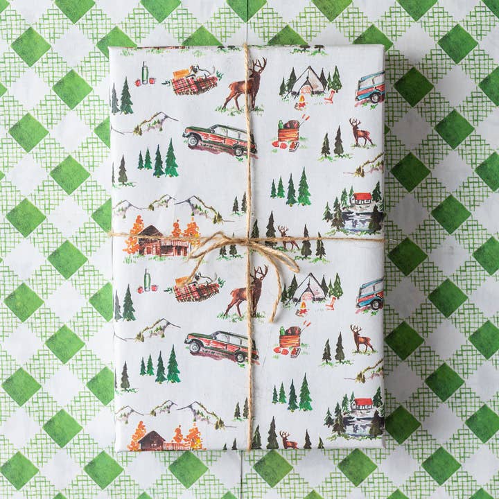 Antiquaria - Wholesale Flat Wrap - Mountain Cabin Eco Gift Wrap, Pack of 3 Sheets0