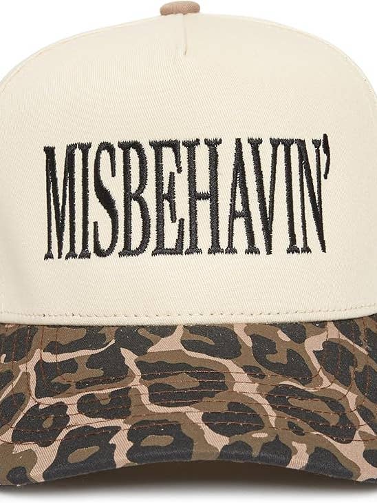Two Tone Cap - Miss Behavin - Leopard/Beige for wholesale by Funky Junque