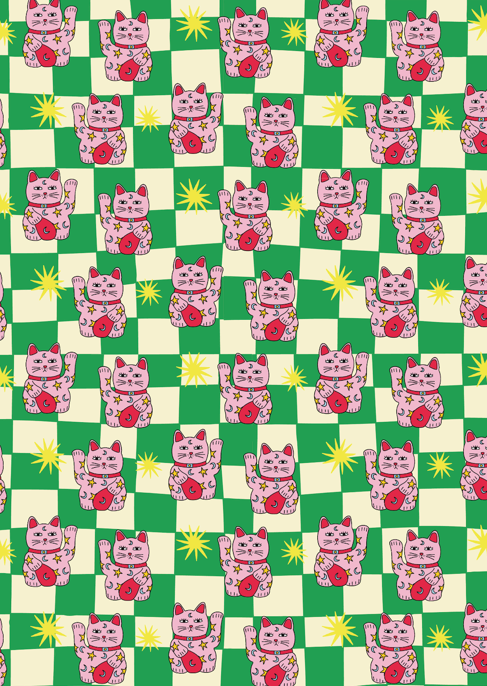 Eat the Moon | Greeting cards and stationery – wholesale Wrapping paper roll – Gift wrap - Waving cat1