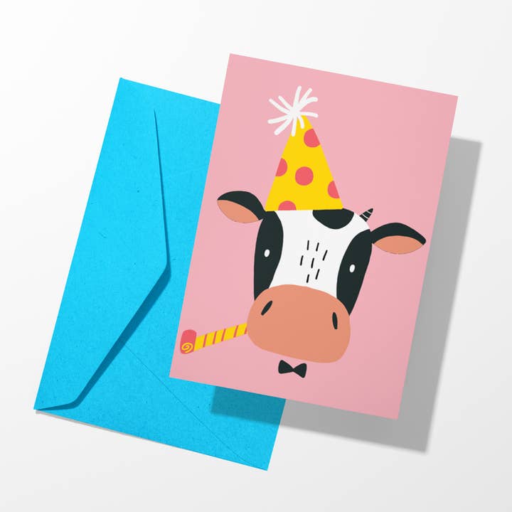 Party Cow Australian-Designed Birthday Card for wholesale by Harry Bubble Paperie