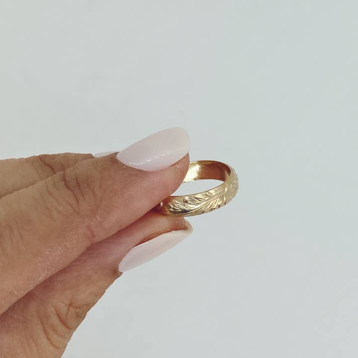 AVA Handmade Jewelry - Wholesale Band/Stacked Ring - Vintage floral thick band; floral thick band, floral band5