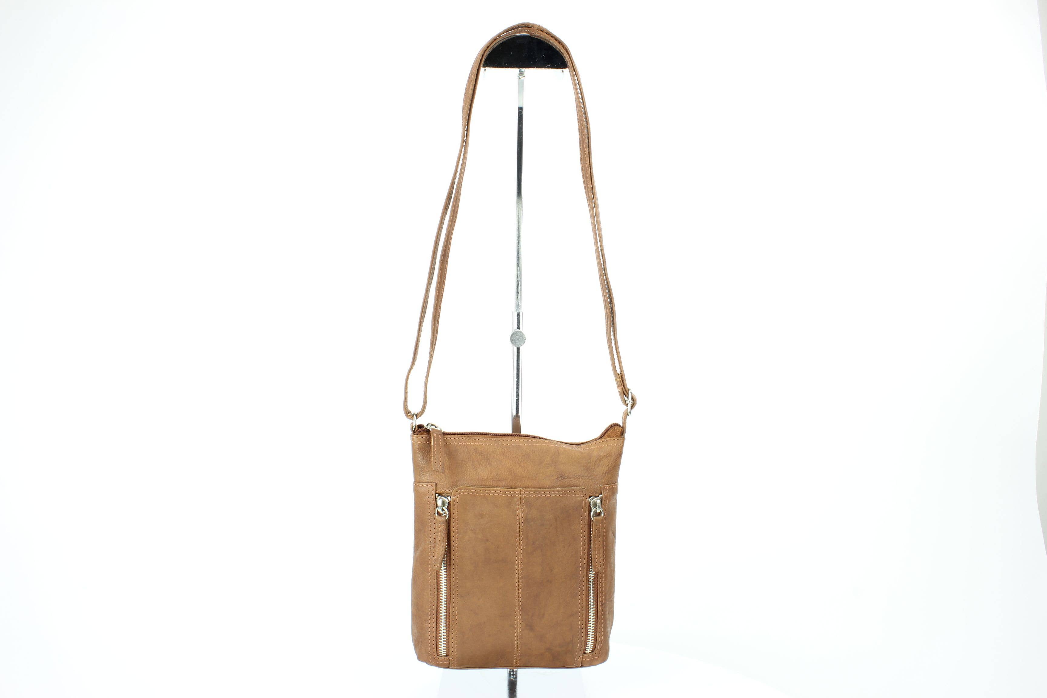 Leather Impressions Inc – wholesale Axelväska - Dam – Anchorage Slim Läder Crossbody | Dubbel Dragkedjedetalj RB 15615