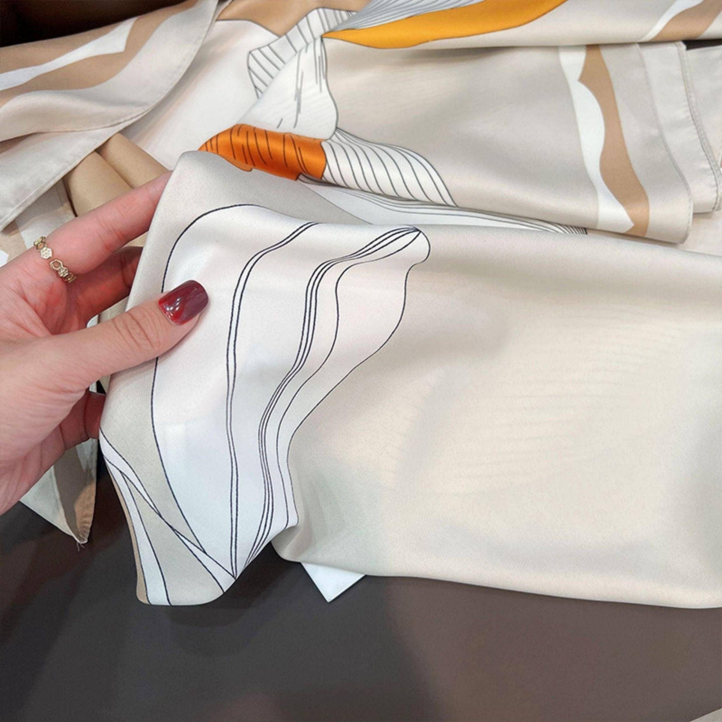 SueSilkHK - Wholesale Scarf - Women's - Yellow Flora Chic Large Satin Scarf | 90x90cm Bandana | Twill Satin Shawl | Perfect Gift for Her, Mother's Day6