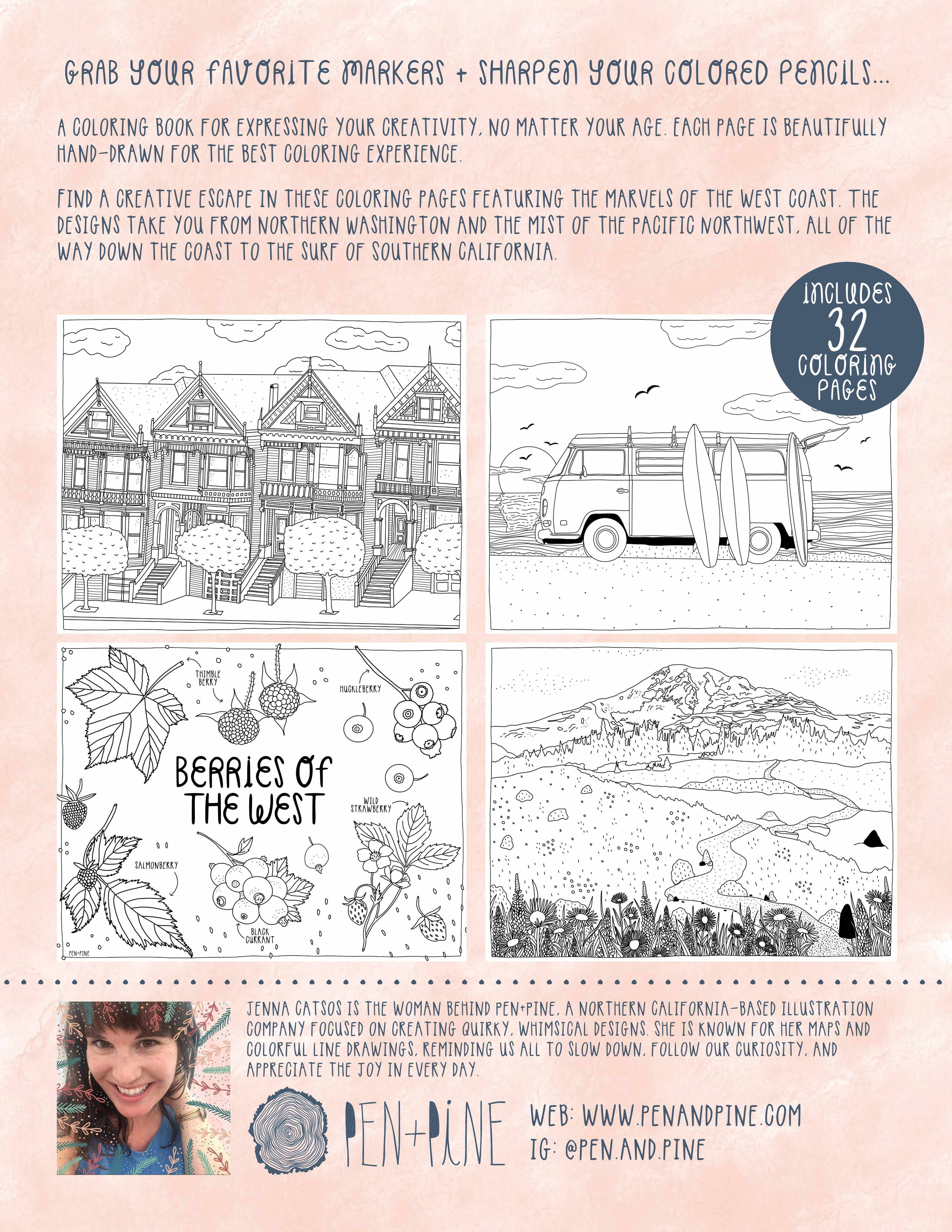 Pen+Pine – wholesale Målarbok - Vuxen – West Coast Wonderful färgbok1