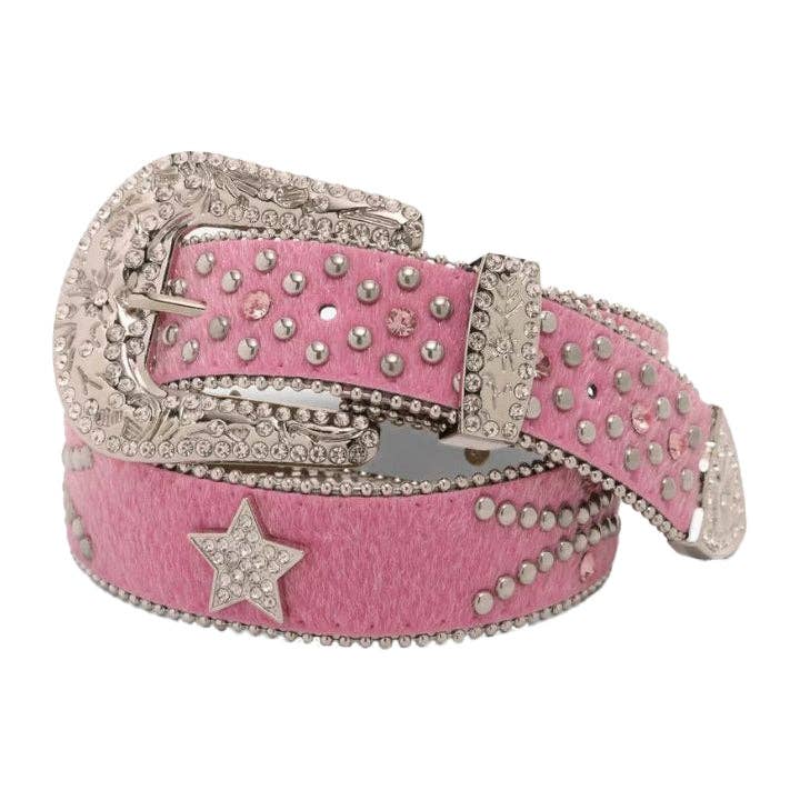 Pink Star Bling Rhinestone Belt for wholesale on Faire
