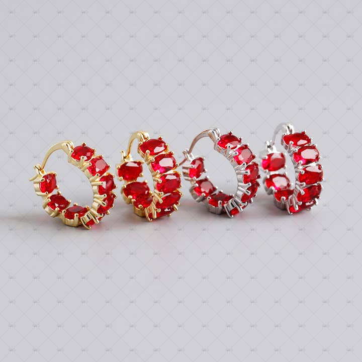 S925 Silver Gorgeous Red Zircon Earrings for wholesale by Gioiellin - S925 Silver Jewelry