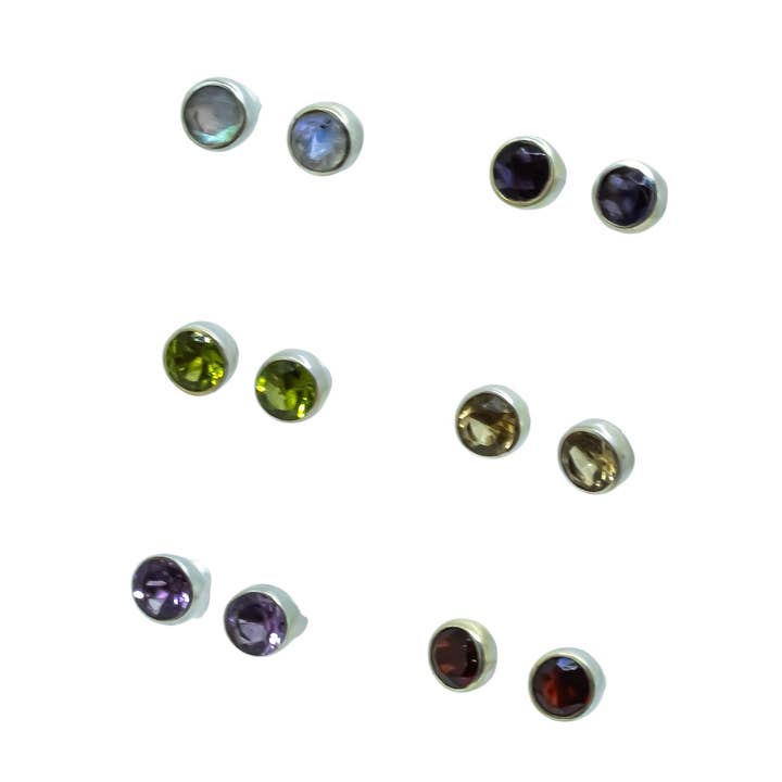 Pendientes de botón de piedras preciosas en plata de ley 925 para venta al por mayor de Quasar Gems USA