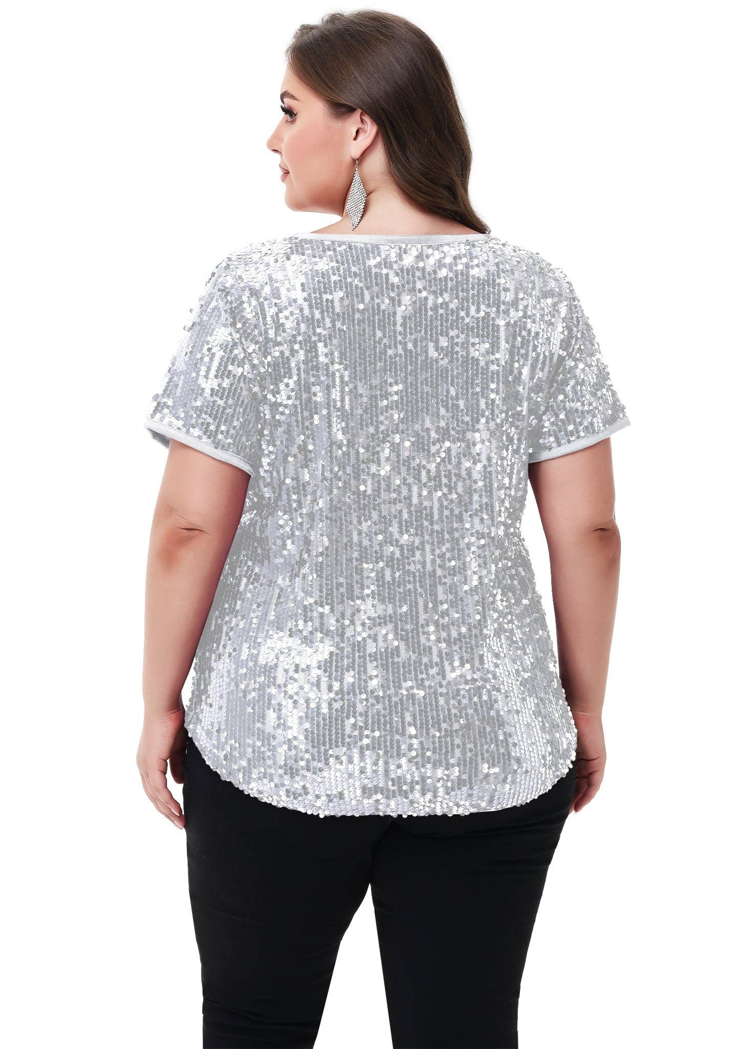 Anna Kaci Wholesale - Wholesale Blouse - Women's - Sequin Tops Plus Size Sparkle Glitter Party Blouse42