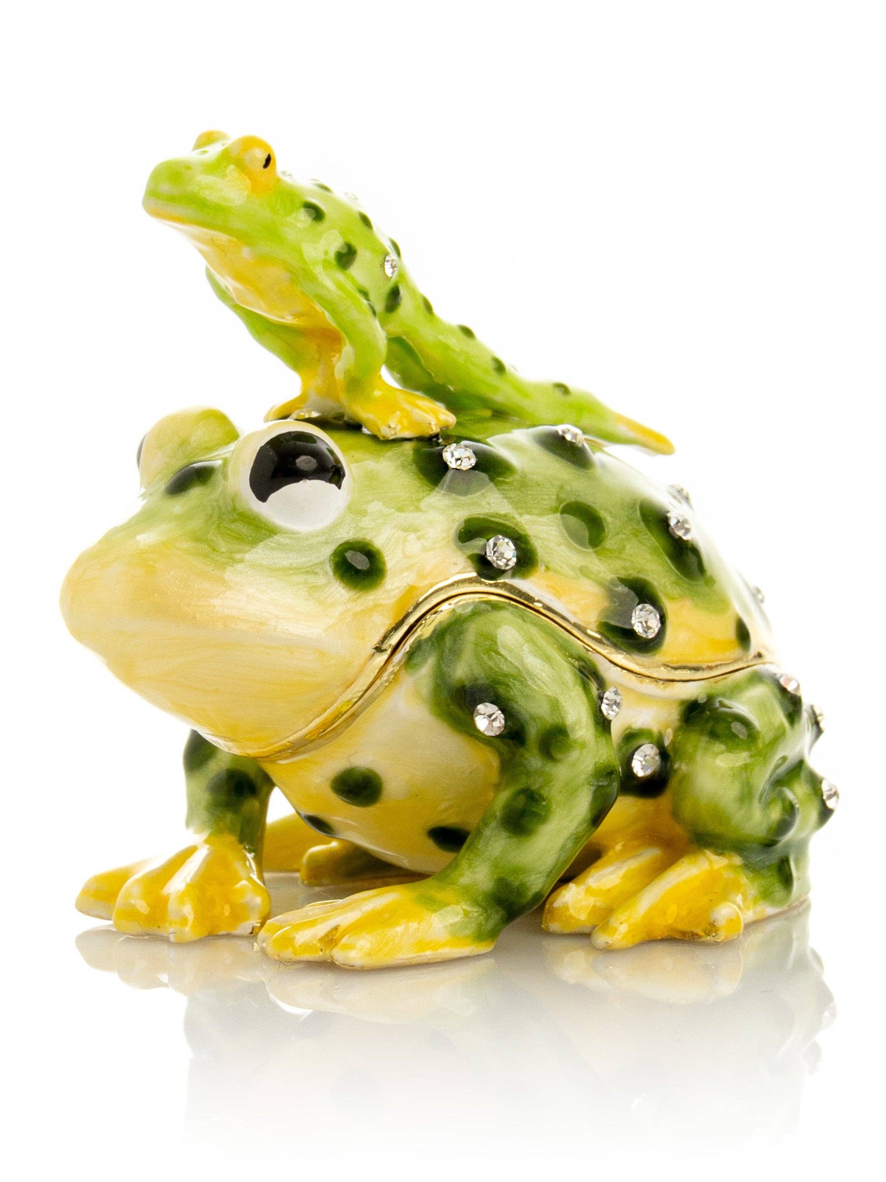 Keren Kopal – wholesale Decorative figurine – Black Spotted Toad Frog with a Baby Frog on the back5