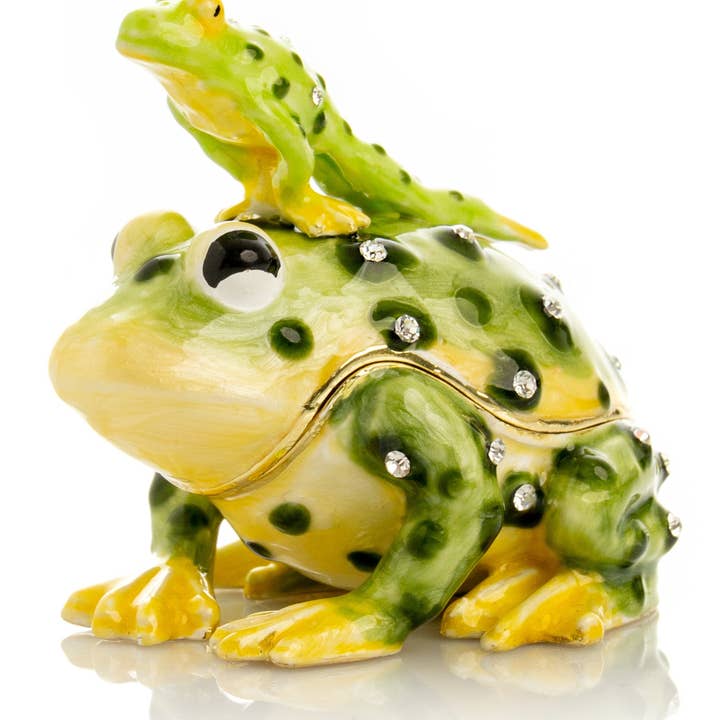 Keren Kopal - Wholesale Decorative Figurine - Black Spotted Toad Frog with a Baby Frog on the back5