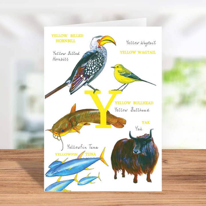 Carta Y con alfabeto animale per la vendita all'ingrosso da parte di Sarah Gregory Designs