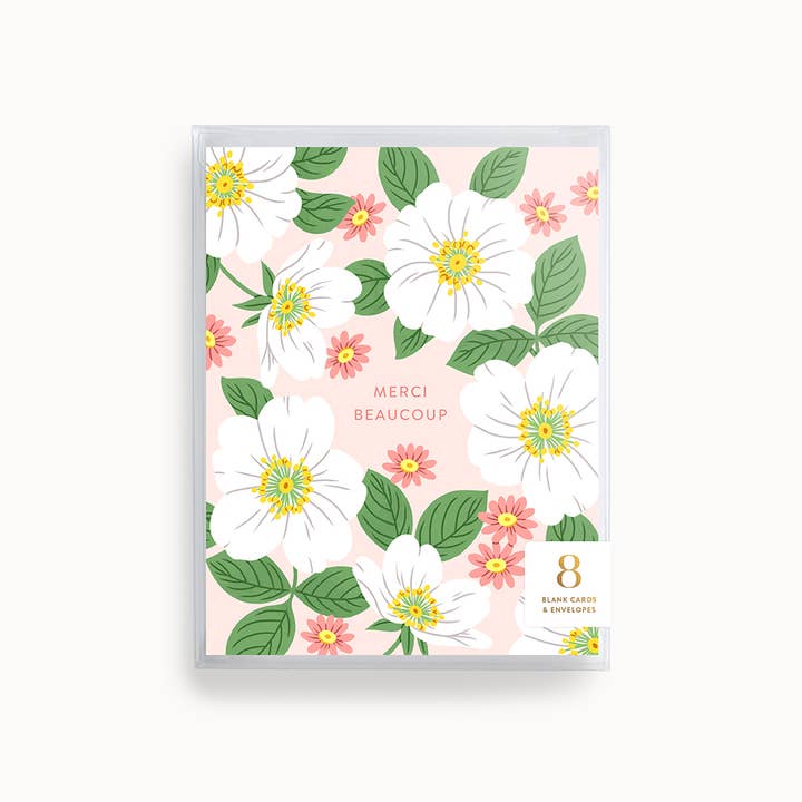 Merci Beaucoup | French Greeting Card | Boxed Set of 8 for wholesale by Linden Paper Co.