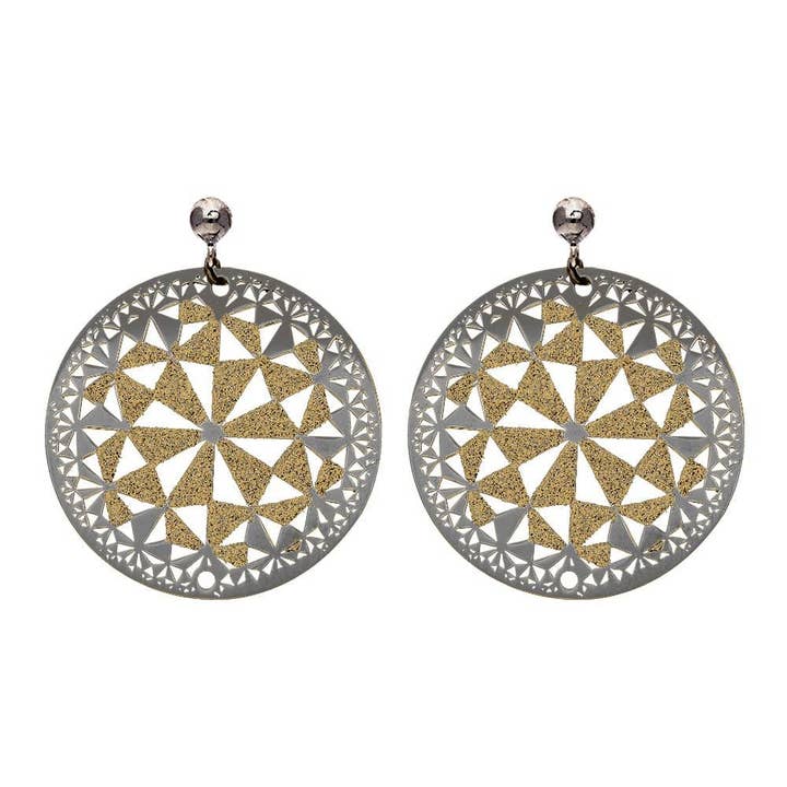 Zwarte bloem zilveren oorbellen voor wholesale door ORUS BIJOUX