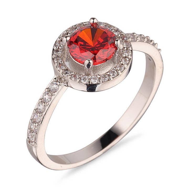 Anillo redondo de granate #7 para venta al por mayor de Knight & Day Jewellery