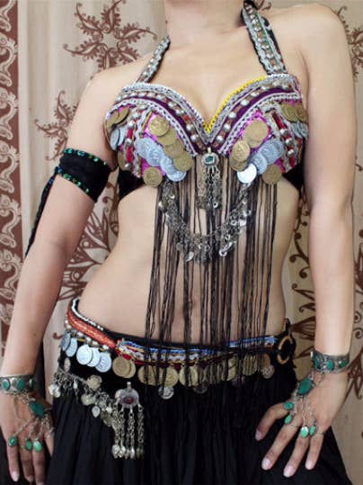 Set Cinturón Sujetador Flecos Kuchi para venta al por mayor de Senoritas Tribal Designs