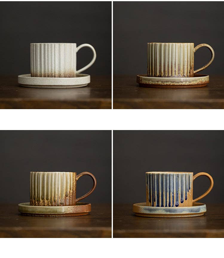 Gohobi （We cover U.S. import duties） - Wholesale Coffee Mug - Gohobi Japanese Style Ceramic Coffee Mug with Saucer Set 0076