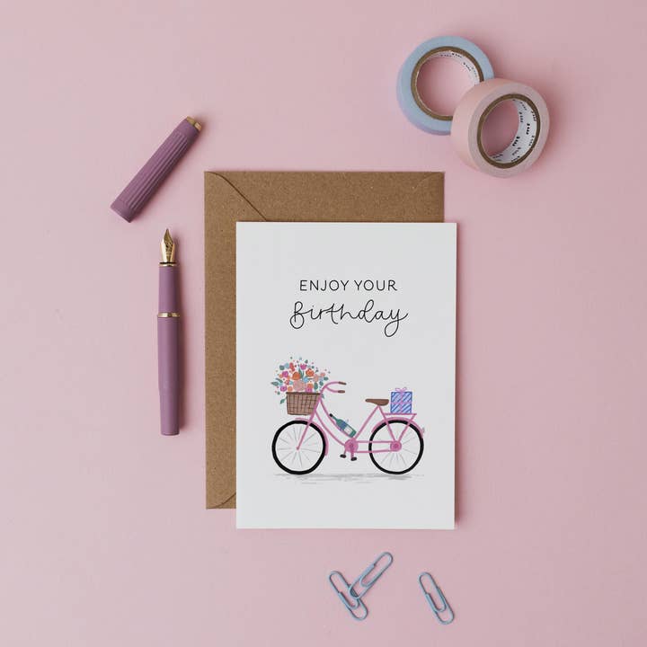 Birthday Bike Card for wholesale by Elizabeth Mugridge