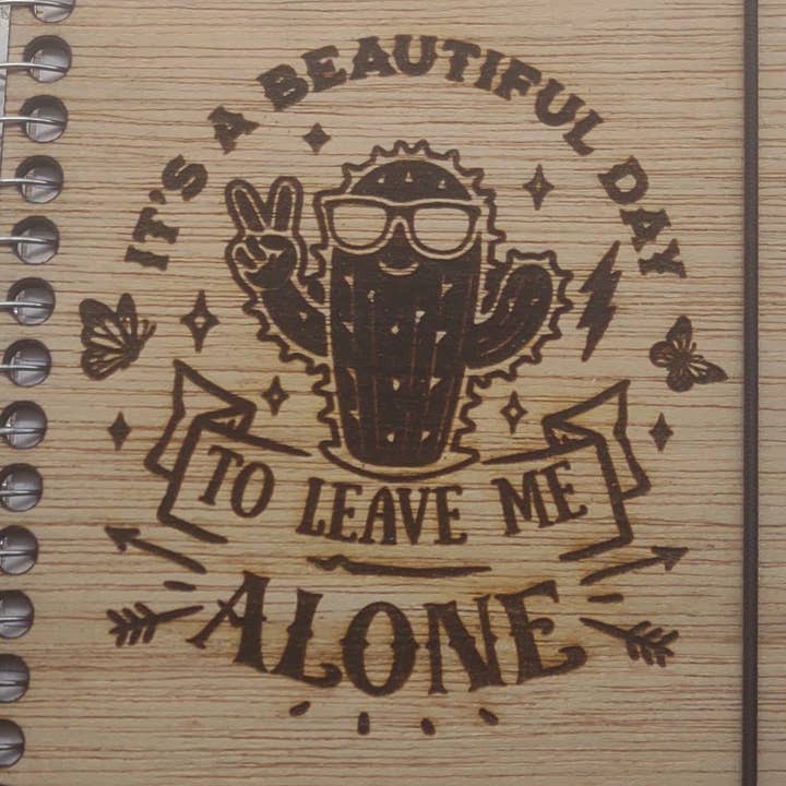 Lasergraviertes Anti-Sozial-Kaktus-Holzjournal für den Großhandel von Genesis 3D