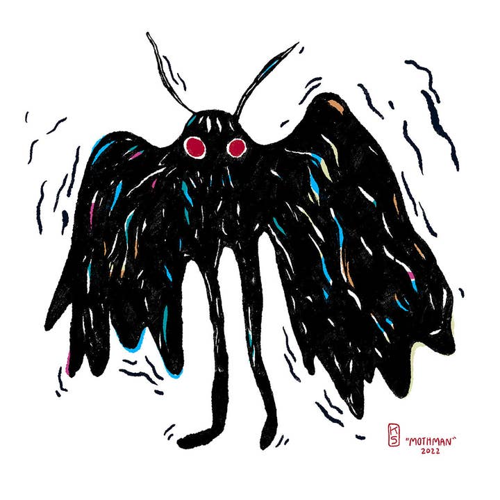 Kleiner Mothman-Druck für den Großhandel von Kyndra Sweep illustrations