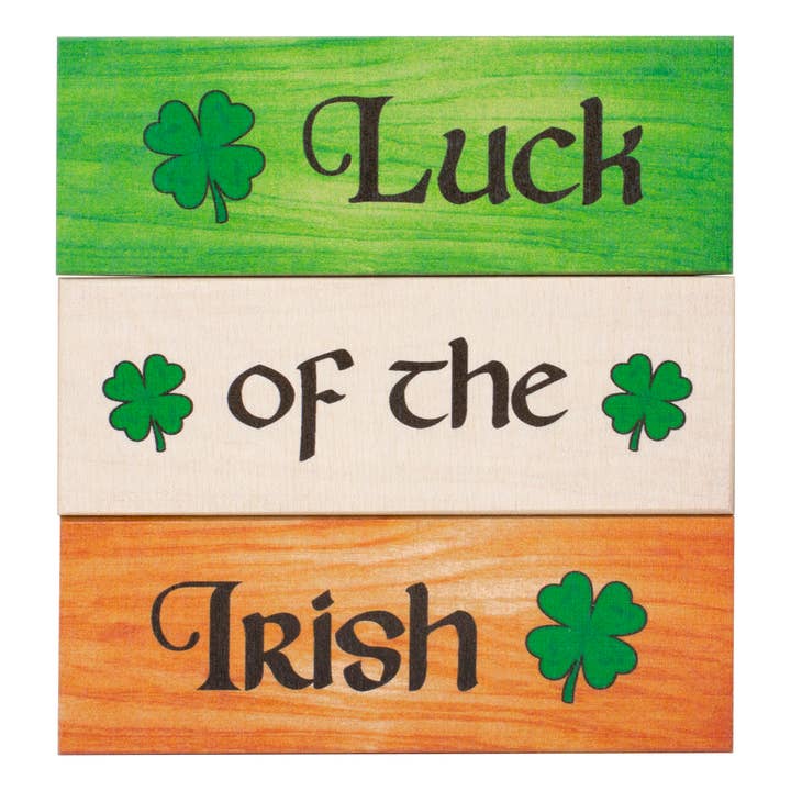 Juego de bloques de madera de 3 piezas Luck of The Irish™, día de San Patricio para venta al por mayor de JennyGems