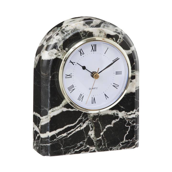 Polaris Collection zwarte bureauklok van zebramarmer voor wholesale door Marble Crafter