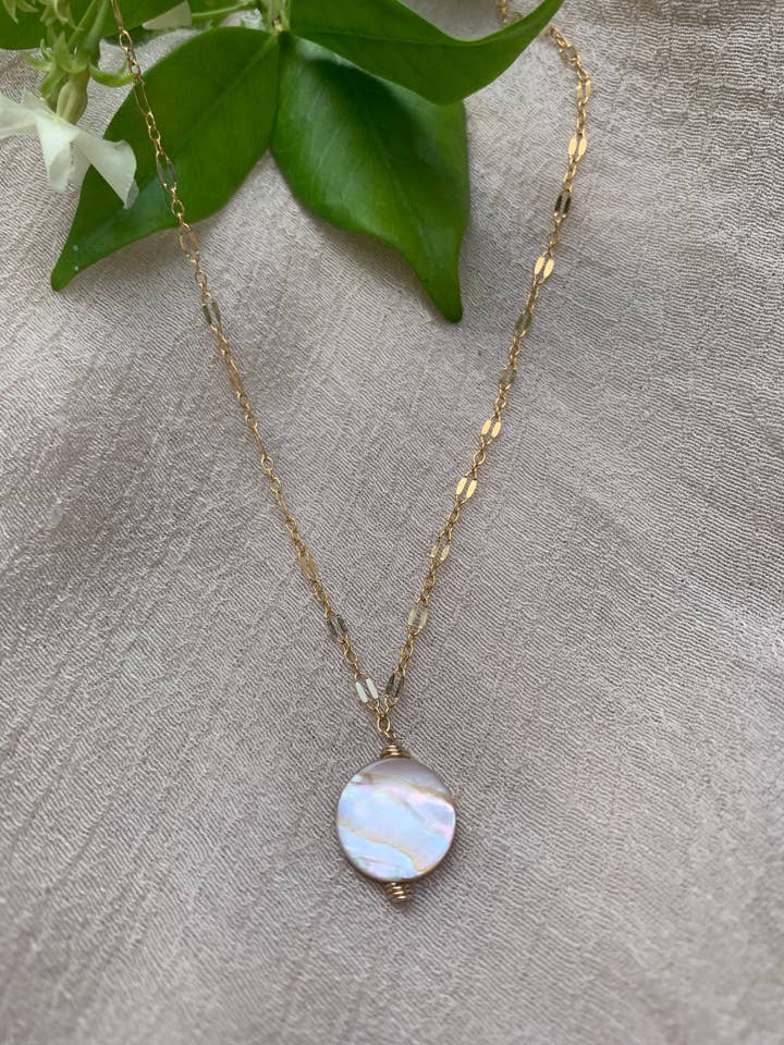 Goldfilled Mother Of Pearl Necklace • Layering Necklace • Shell Necklace • Gift For Her • Boho Bridal Necklace for wholesale by Georgia Marie Designs