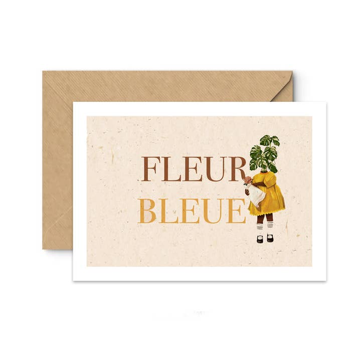 "Blue Flower" Card for wholesale by Memere Fougere
