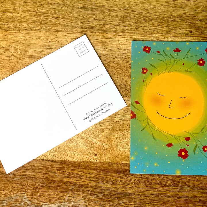 Sunshine Postcard * Sun and Flowers Postcard * Gift Shop for wholesale by Fox & Crow Paper co.
