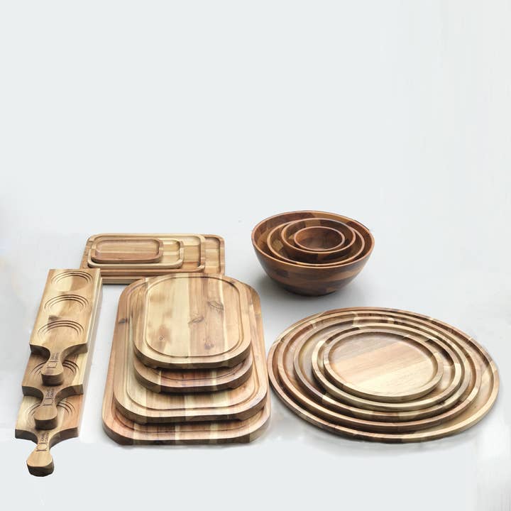 WILMAX USA - Wholesale Serving Tray - 14" long Acacia 3 Hole Flight Board3