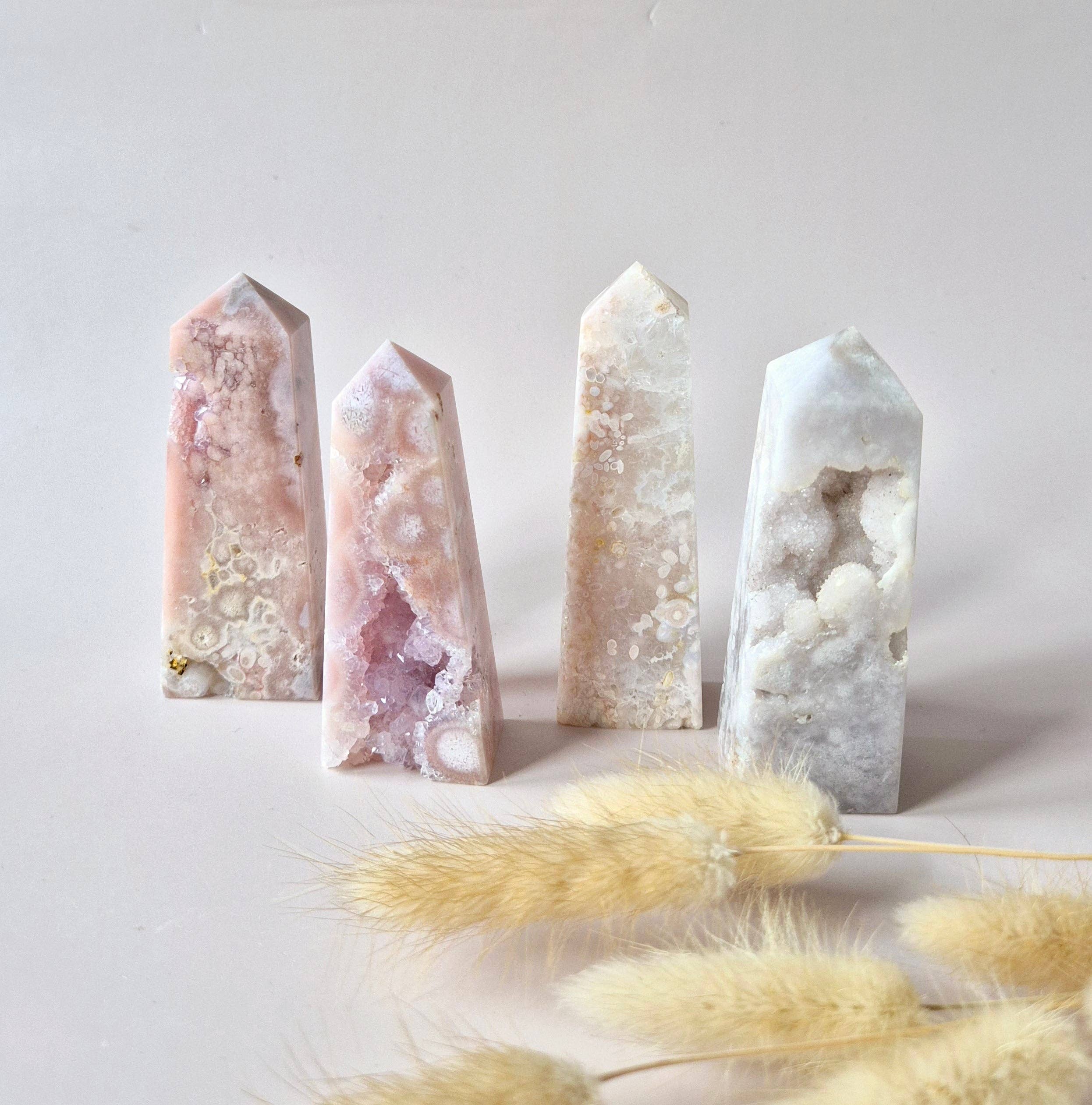 Moonlight Gemstones - Wholesale Spiritual Stone/Crystal - Pink Amethyst Druzy Tower 7-9cm - Gentle strength and calm for the heart1
