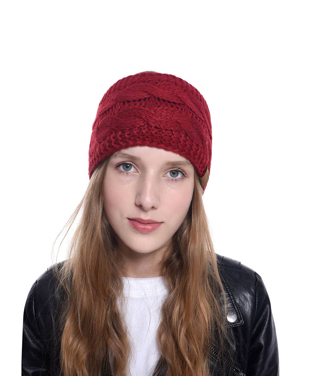 MKS America - Wholesale Fashion Headband - Women's - Plain Cable Knit Head Wrap Thermal fleece lined headband28