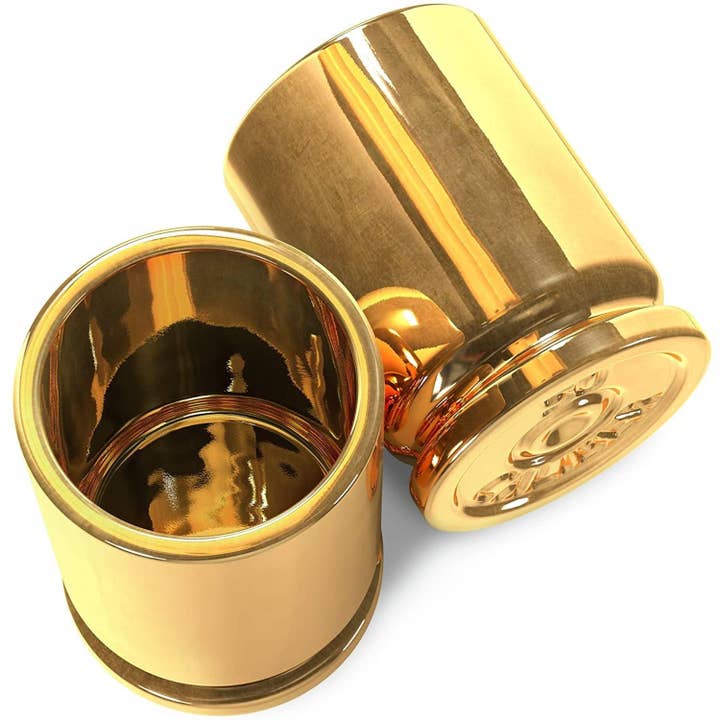 Old Southern Brass - Wholesale Shot Glass - 50 Caliber Brass Ceramic Shot Glasses - Set of 2